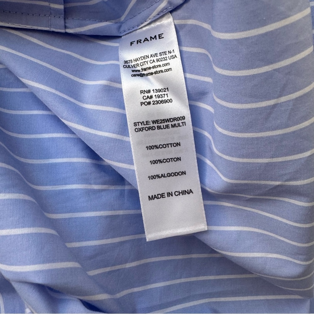 Frame The Striped Safari Blue and White Shirt Dress size S - Picture 7 of 12